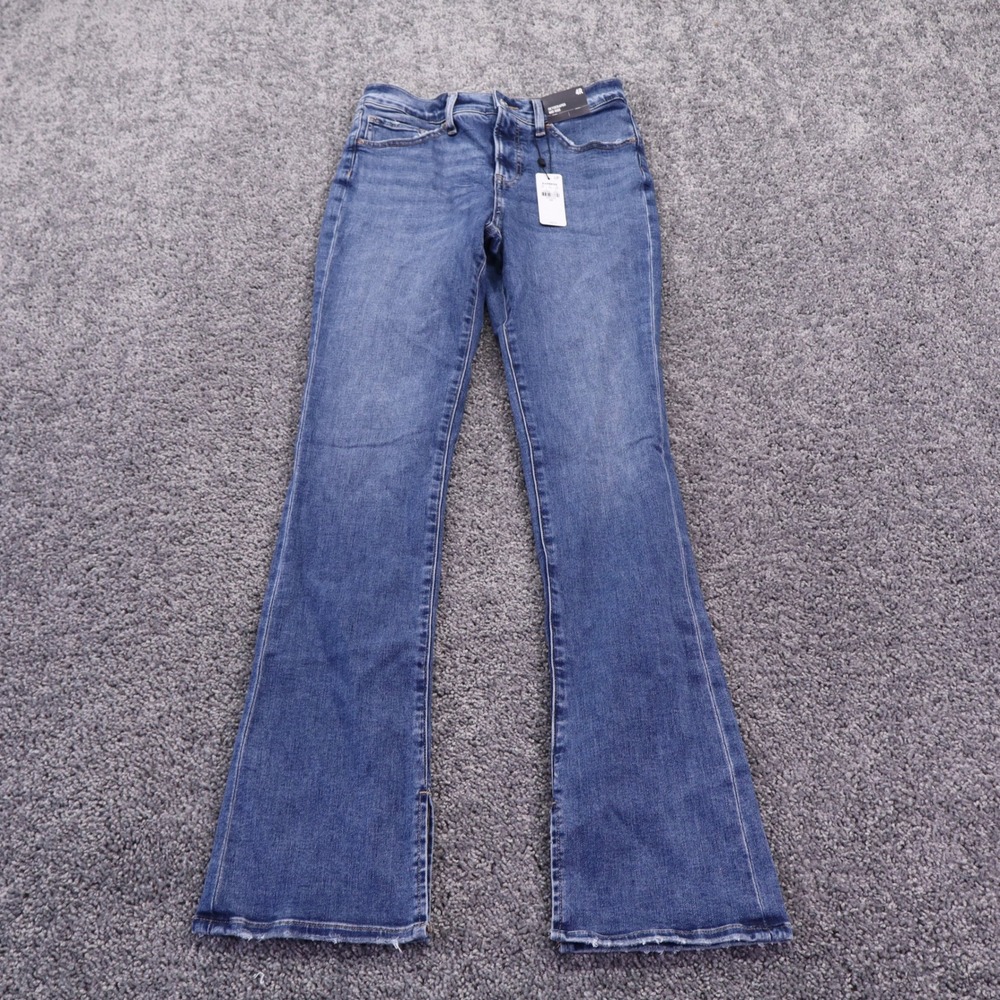 Express Skyscraper Jeans Womens 4R Blue Mid Rise Flare Split Hem Denim